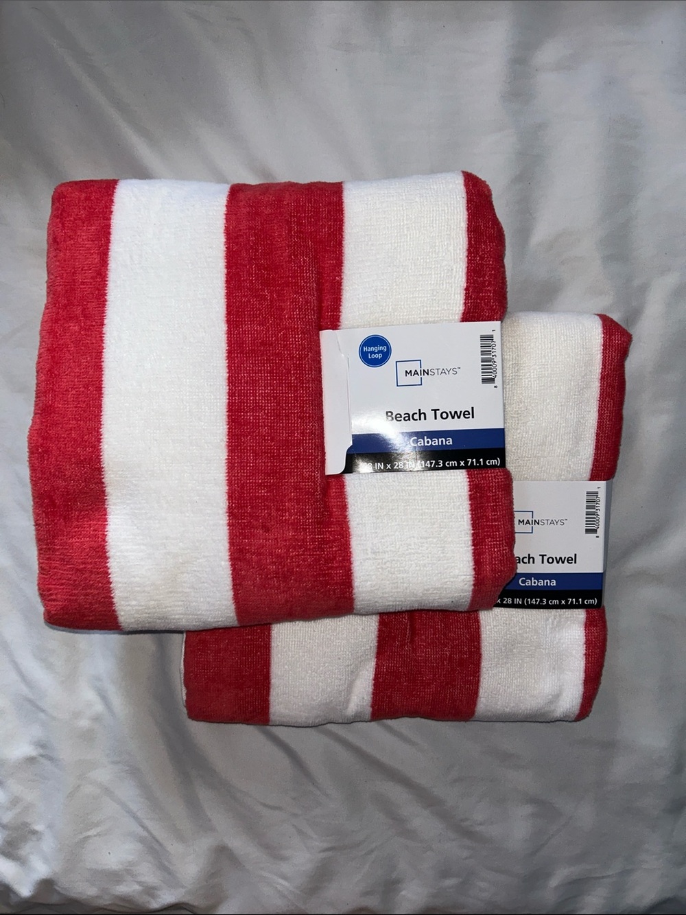 Mainstays Cabana Red Beach Towel Lot Of 2 58" x 28"